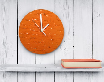 Orange clock modern WALL CLOCK UNIQUE wood wall clock orange wall decor tangerine clock