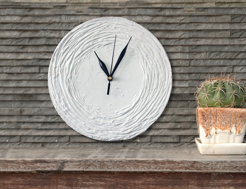 WHITE Clock Modern WALL CLOCK White Home Decor White Wall Etsy