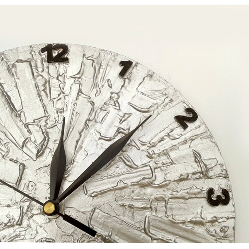 Silver Home Decor GRAY WALL CLOCK Silver Gray Clock Unique Etsy