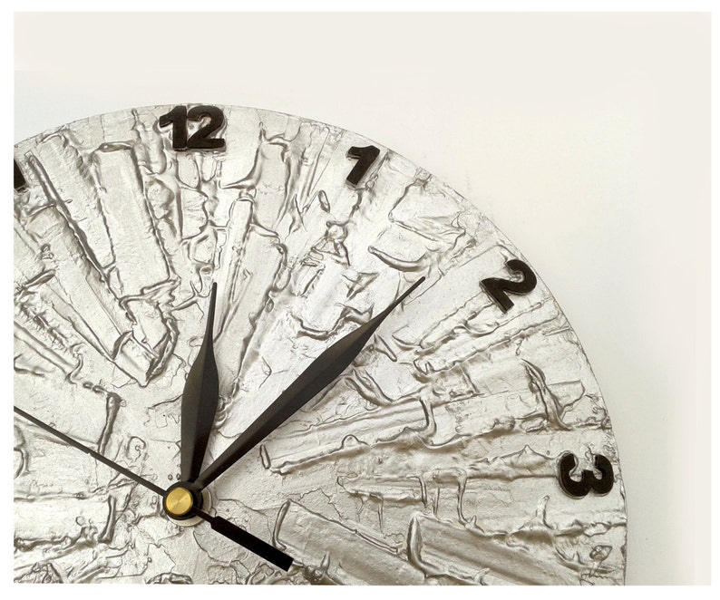 Silver Home Decor GRAY WALL CLOCK Silver Gray Clock Unique Etsy