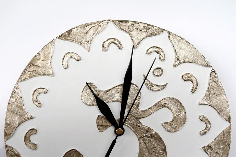 White Wall Clock White Clock Modern WALL CLOCK Gold and White Etsy