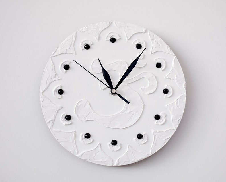 White Wall Clock White Clock Modern WALL CLOCK Gold and White Etsy