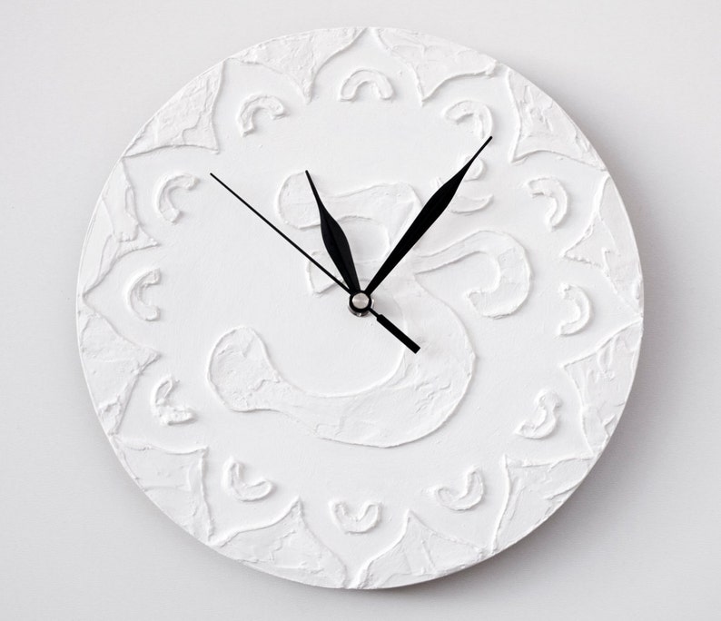 White Wall Clock White Clock Modern WALL CLOCK Gold and White Etsy
