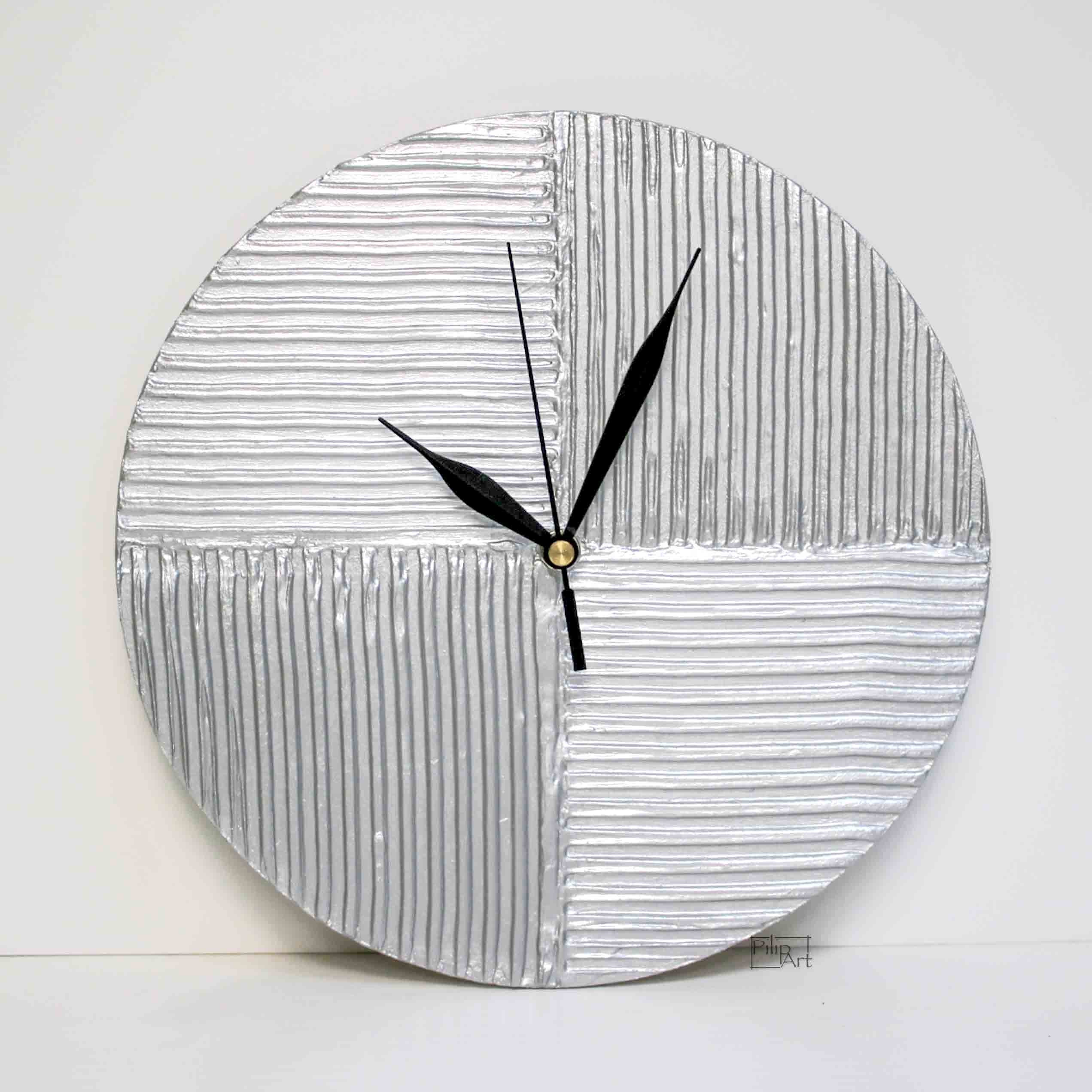 Unique Silver Clock Modern Wall Clock Office Decor Etsy Unique Silver Clock Modern Wall Clock Office Decor Etsy