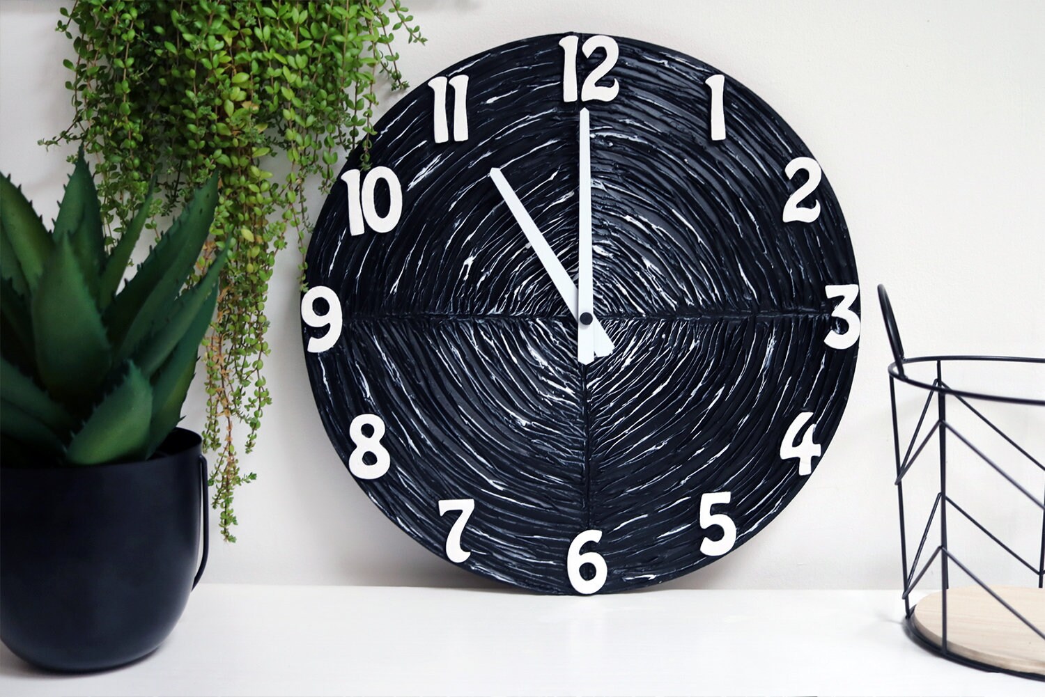 BLACK WALL CLOCK black and white home decor mancave Etsy