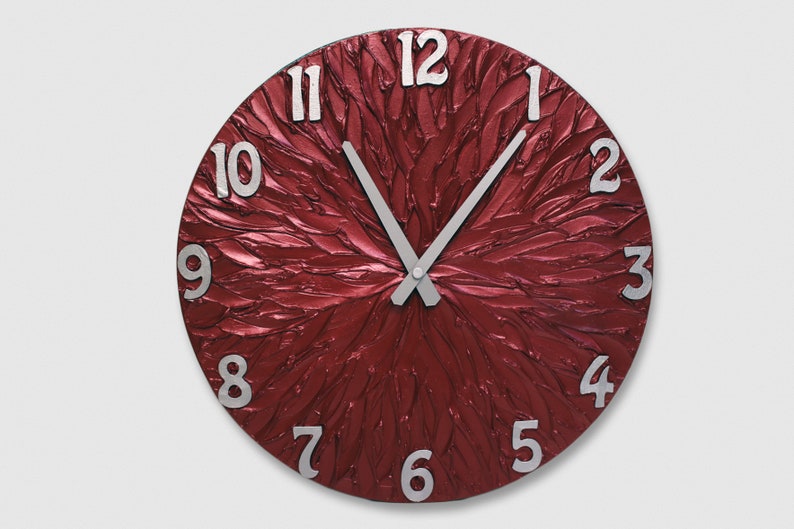 BURGUNDY Red WALL CLOCK Unique Clock Modern Wall Clock Etsy