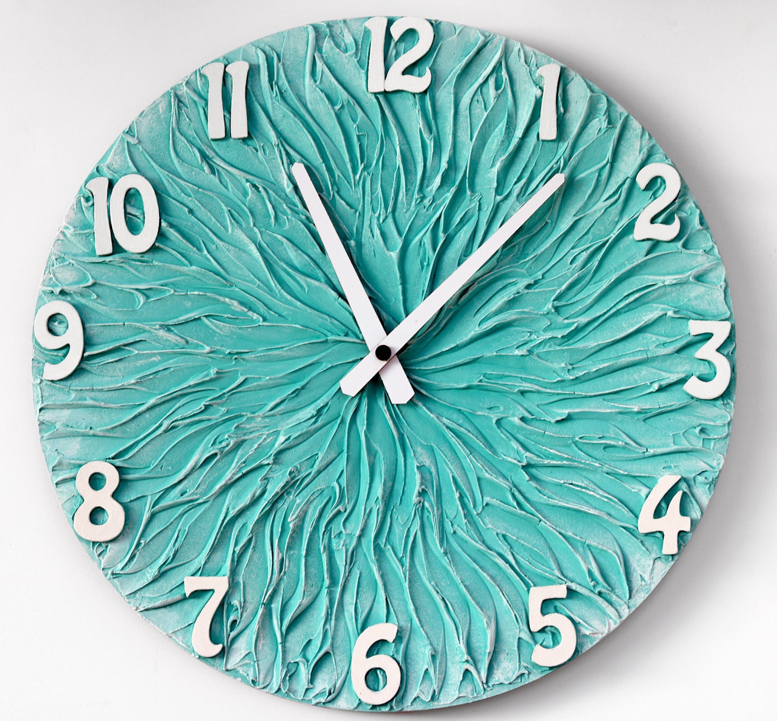 Turquoise WALL CLOCK Large Clock Turquoise Wall Decor Etsy