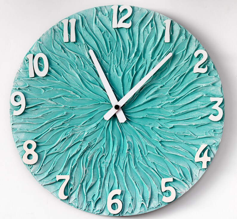 Turquoise WALL CLOCK Large Clock Turquoise Wall Decor Etsy