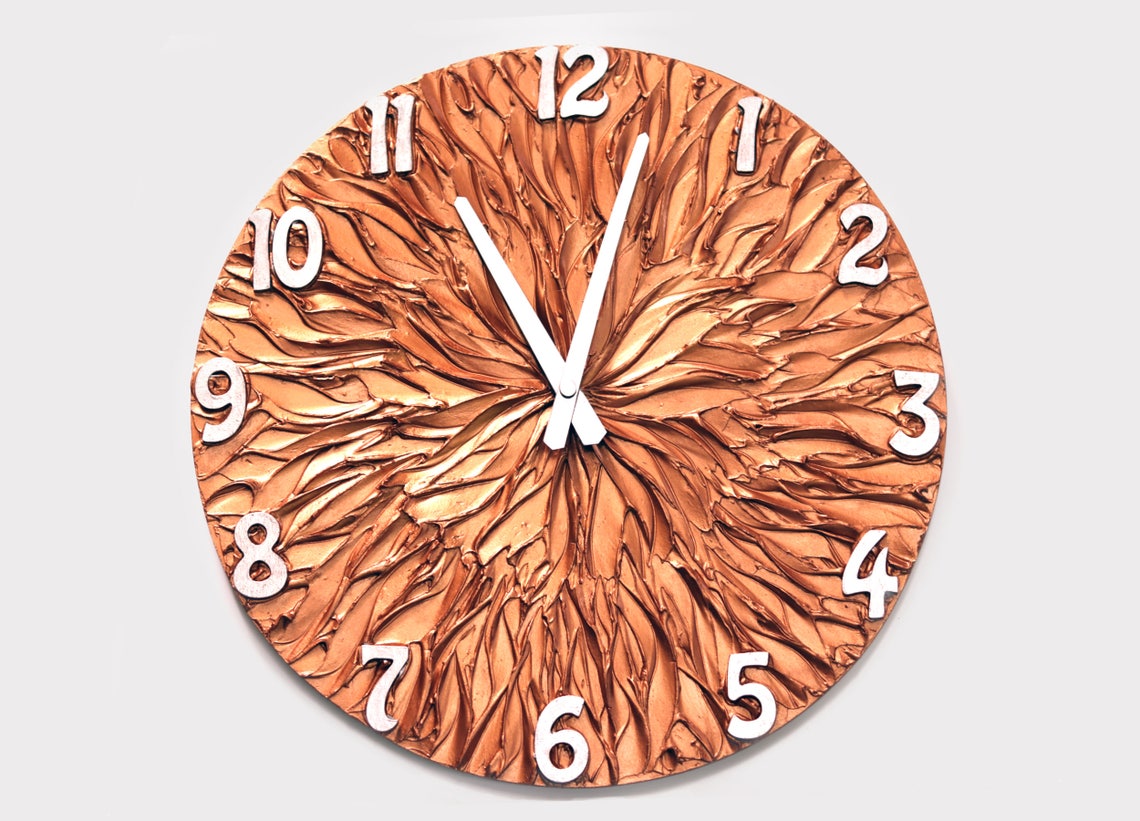 Large Wall Clock COPPER WALL CLOCK Copper and Silver Original Etsy
