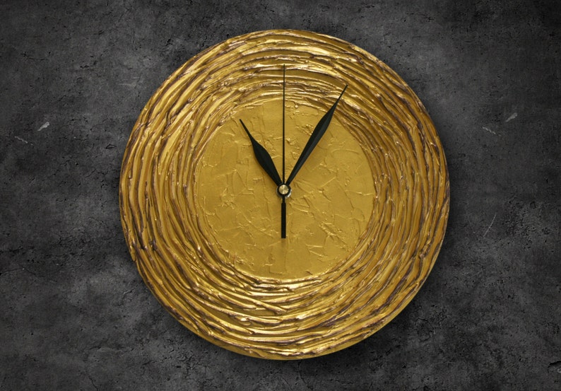 Modern WALL CLOCK Golden Wall Clock Gold Home Decor Black Etsy