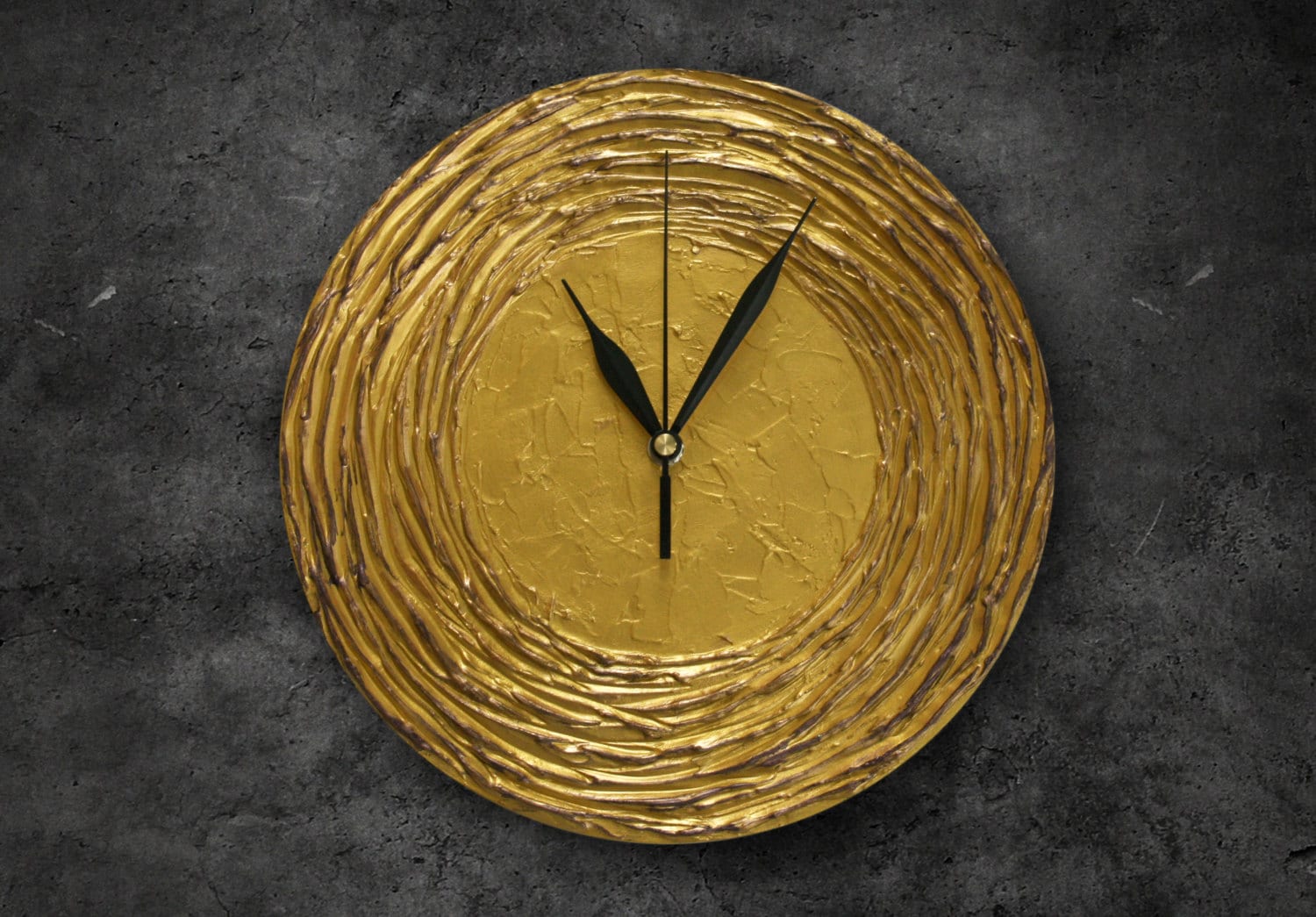 Modern WALL CLOCK Golden Wall Clock Gold Home Decor Black Etsy