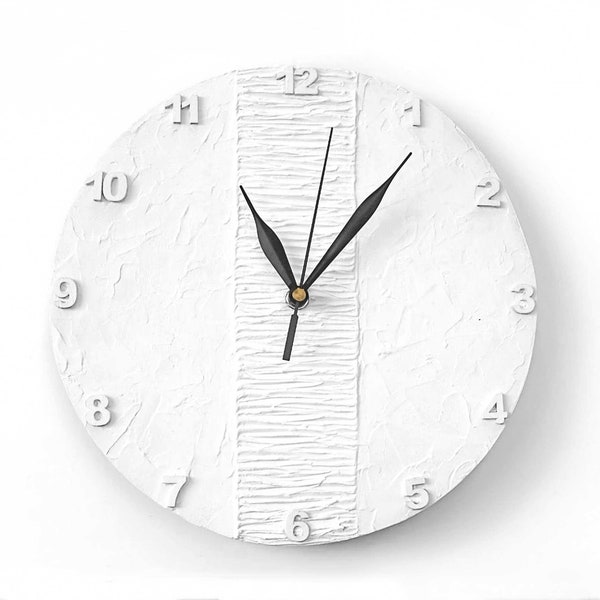 WHITE Clock Modern WALL CLOCK, White wall clock office white home decor black and white