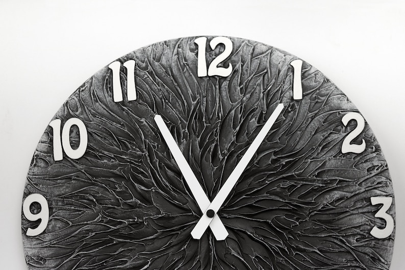 GRAY WALL CLOCK Large Clock Gray Man Cave Home Decor Modern Etsy