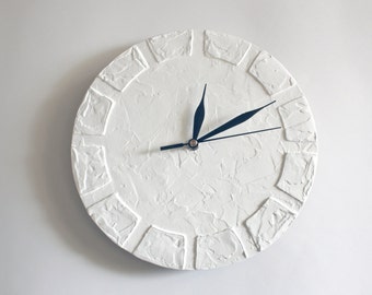 WHITE Clock Modern WALL CLOCK, White wall clock, white home decor, modern office decor, wedding gift, housewarming gift, minimalist decor