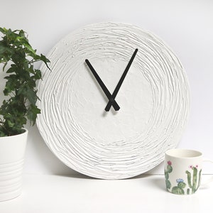LARGE  WALL CLOCK, White Clock White home decor Wedding Gift, White Wall clock, Modern Wall Clock, Unique Wall Clock,