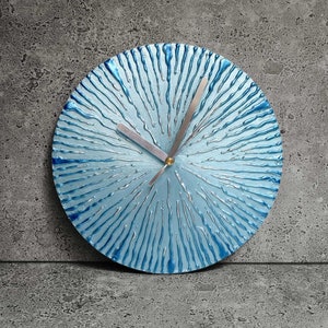 Silver Blue Wall Clock with silent clock movement
