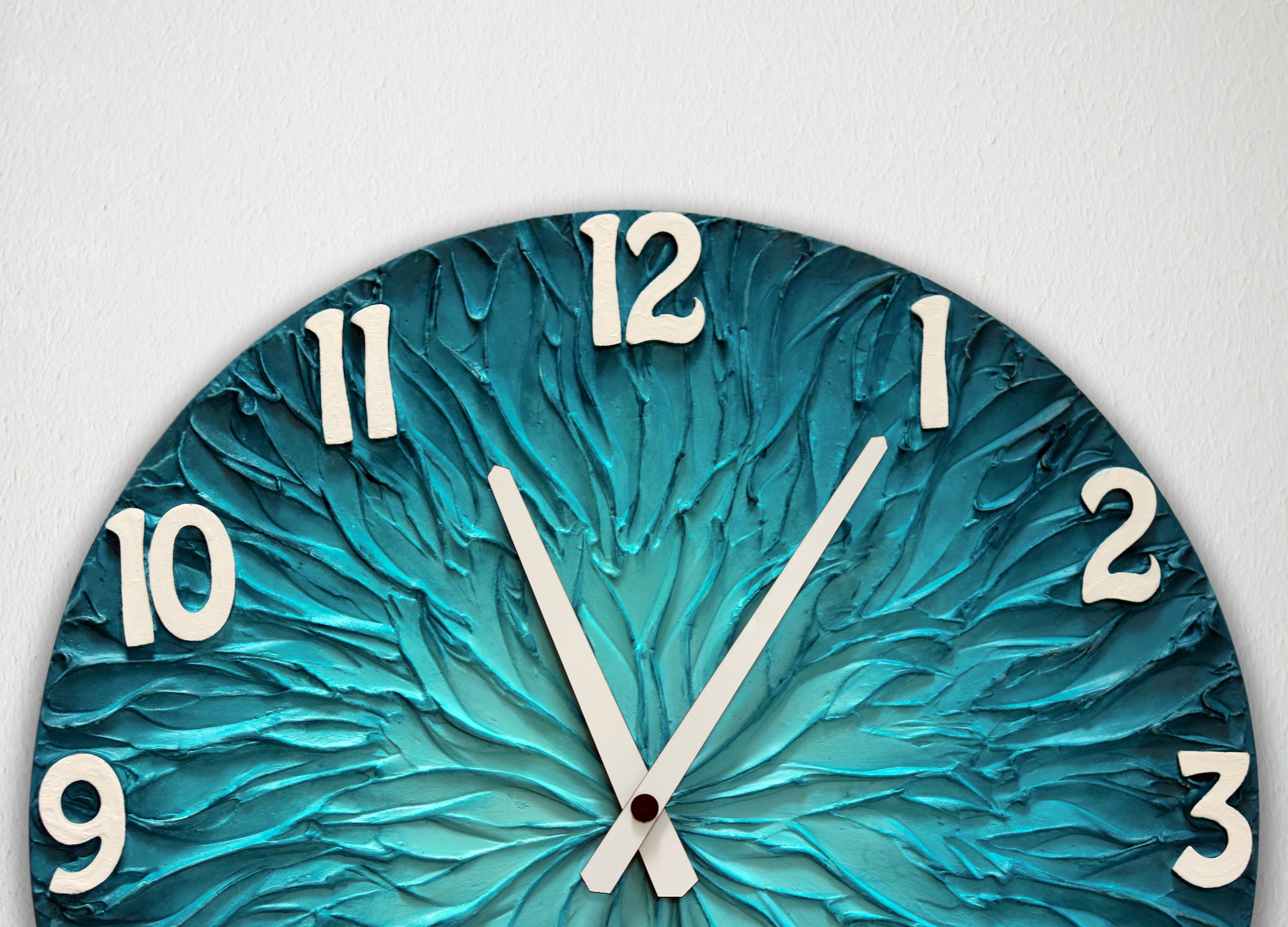 Large Turquoise BLUE WALL CLOCK 15.7 inch 40 cm diameter Etsy
