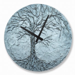 Bluish Silver LIFE OF TREE Home Decor, Life of Tree Wall Clock of Tree ...