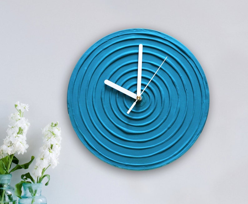 BLUE WALL CLOCK Blue Clock Blue Home Decor Blue Wall Decor Etsy