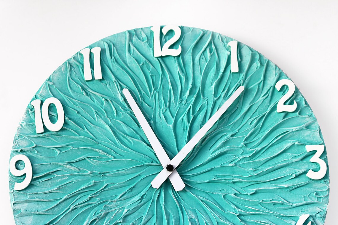 Turquoise WALL CLOCK Large Clock Turquoise Wall Decor Etsy