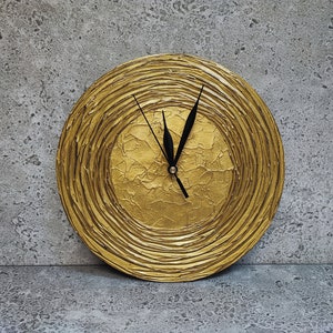 Modern WALL CLOCK, golden wall clock, gold home decor, black gold decor, house warming gift, wedding gift, Unique wall clock