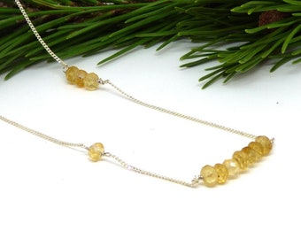 Collier citrine ~ collier Gmestone ~ Collier pierre de naissance ~ Bijoux citrine ~ Collier argenté ~ Collier jaune ~ Cadeau de fête des mères