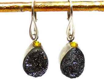 Silver druzy earrings ~ Dangle druzy earrings ~ Big druzy drops ~ Sterling silver 925 ~ Big druzy earrings ~ Sparkling earrings ~Party drops