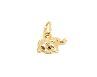 Colgante de elefante de oro ~ Colgante de elefante de 14k ~ Dije de elefante ~ Amuleto de buena suerte ~ Joyería de oro macizo ~ Joyería de elefante 3D ~ Deséame suerte