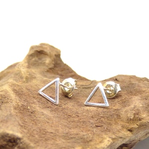 Silver triangle studs ~ Triangle stud earrings ~ Geometric jewelry ~ Sterling silver ~ Minimalist earrings ~ Everyday studs ~ Studs for her