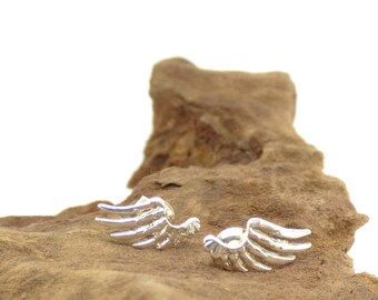 Silver wing studs ~ Stud earrings ~ Sterling silver ~ Everyday earrings ~ Vintage jewelry ~ Dainty studs ~Angel wings earrings ~Gift for her