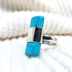 Big turquoise ring ~ Statement ring ~ Sterling silver jewelry ~ Unusual turquoise ring ~ Chunky ring ~ Blue turquoise ~ Turquoise jewelry