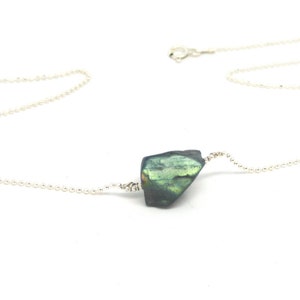 Labradorite necklace ~ Rough labradorite ~ Labradorite jewelry ~ Sterling silver ~ Gemstone necklace ~ Natural labradorite ~Unique gift idea