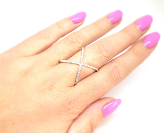 9k diamond criss cross ring ~ Infinity ring ~ Whi… - image 5