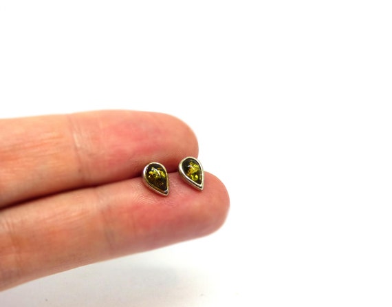 Solid silver amber studs ~ Amber stud earrings ~ … - image 7