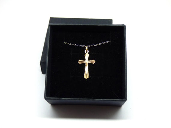 14k cross pendant ~ 585 yellow gold cross ~ Petit… - image 5