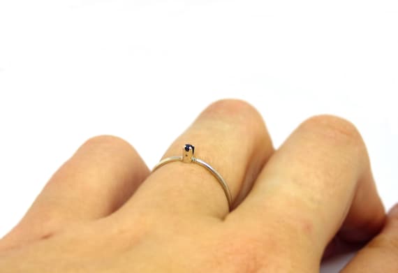 Tiny sapphire ring ~ Silver sapphire ring ~ Sapph… - image 5