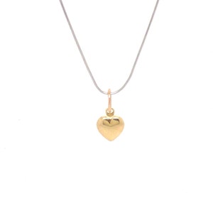 Gold puff heart ~ 14k gold heart ~ Heart necklace ~ Minimalist necklace ~ Gold jewelry ~ Solid gold heart ~ Yellow gold ~ Mother&#39;s Day gift