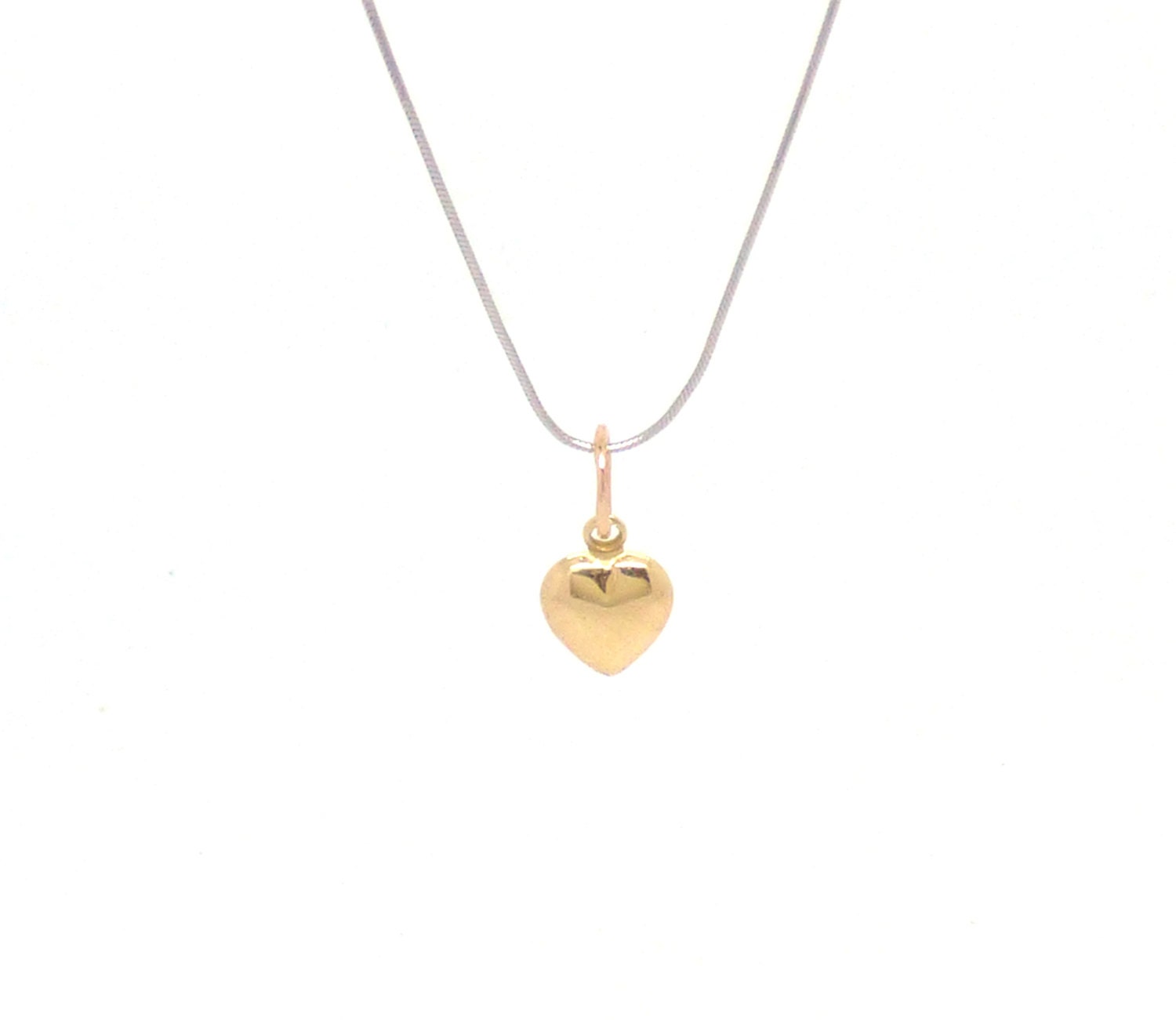 Gold Puff Heart 14k Gold Heart Heart Necklace Minimalist - Etsy