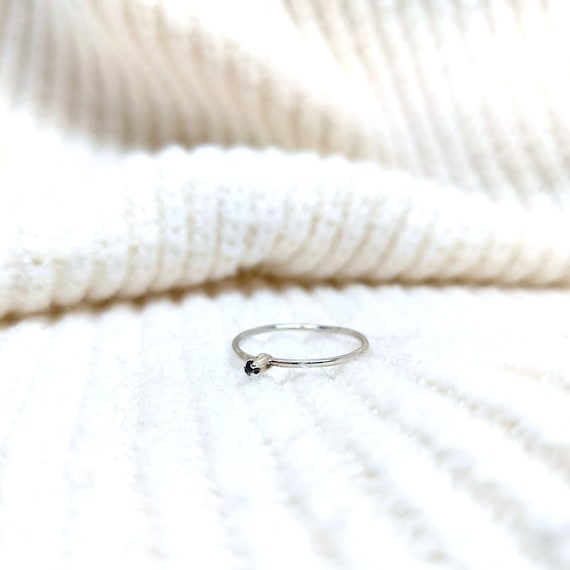 Tiny sapphire ring ~ Silver sapphire ring ~ Sapph… - image 1