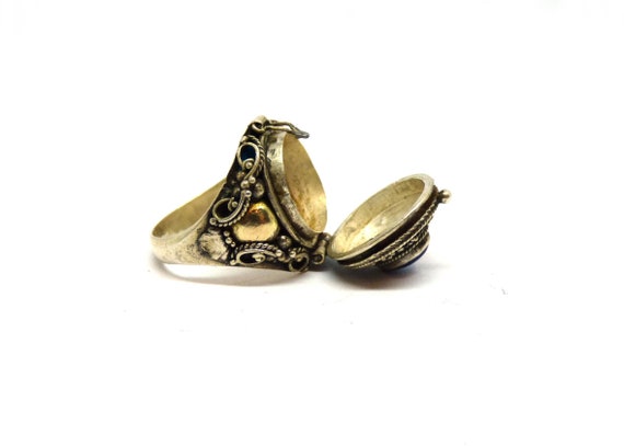 Solid silver 925 poison ring ~ Pill box ring ~ Me… - image 2