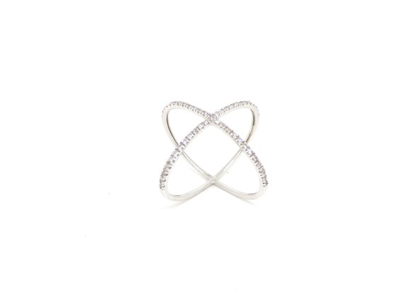 9k diamond criss cross ring ~ Infinity ring ~ Whi… - image 2