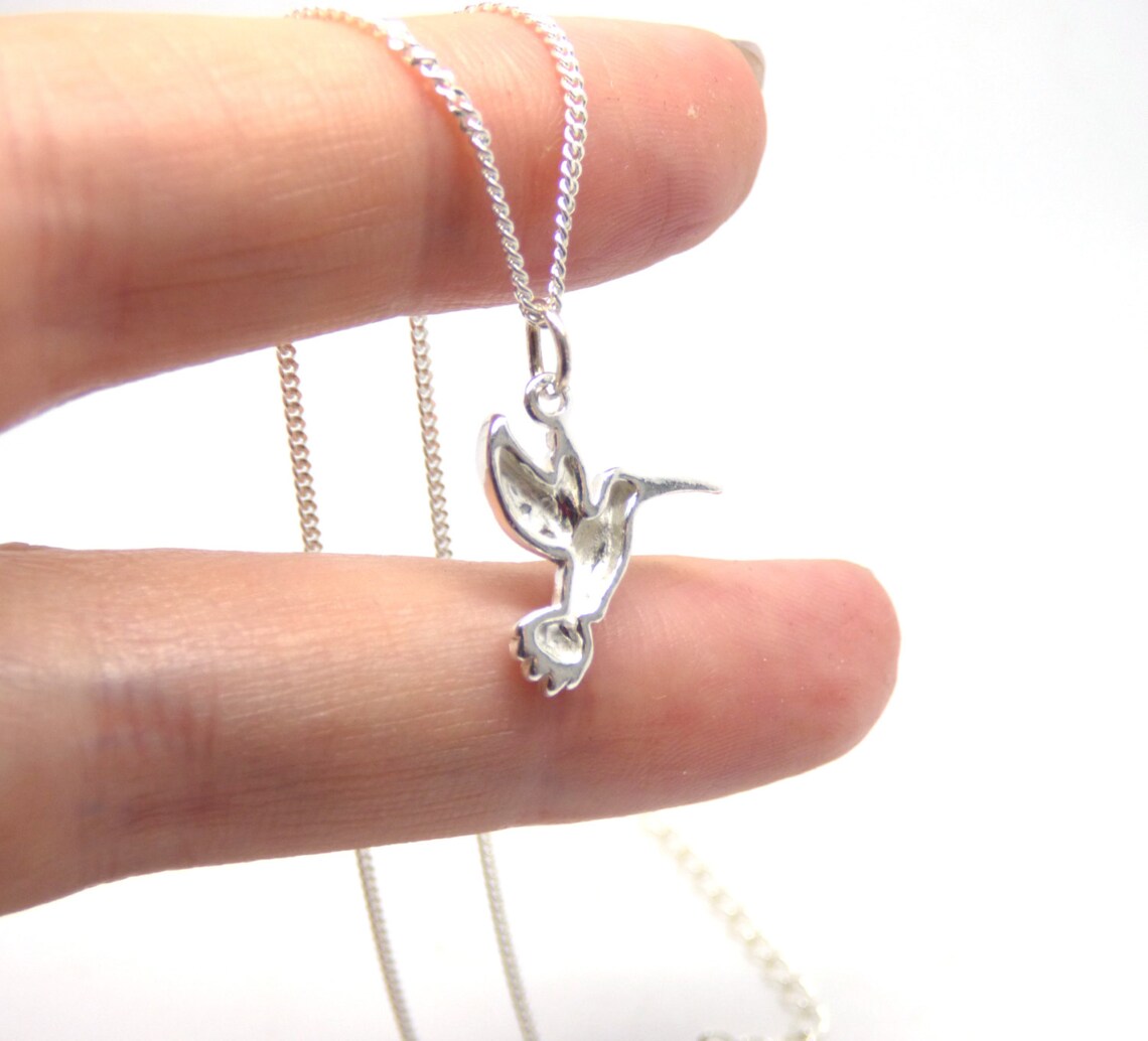LONAGO Collana Con Ciondolo Colibrì In Argento 925 E Pietra Portafortuna - Gioiello Donna Con Catena 45 Cm + 5 Cm, Regalo In Scatola Elegante