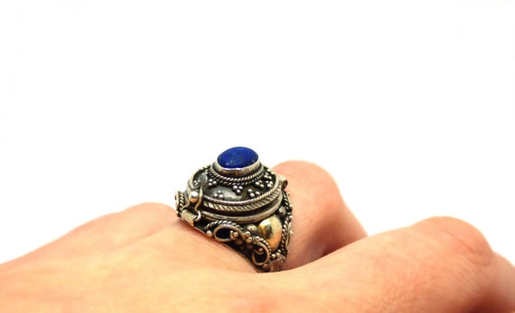 Solid silver 925 poison ring ~ Pill box ring ~ Me… - image 8