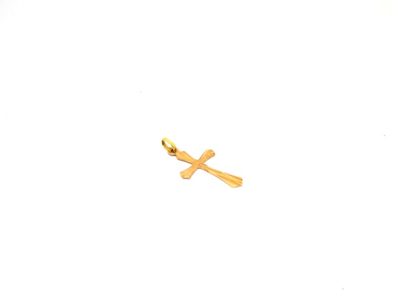 14k cross pendant ~ 585 yellow gold cross ~ Petit… - image 3