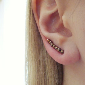 Beaded ear cuffs ~ Silver earrings ~ Ear cuff earrings ~ Unique jewelry ~ Hematite ear cuffs ~ Beaded ear climbers ~ Ear crawler ~ Ear pins