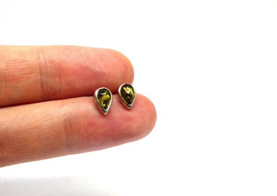 Solid silver amber studs ~ Amber stud earrings ~ … - image 6
