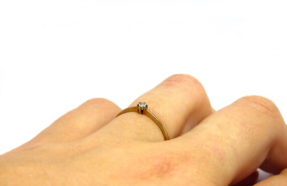 Tiny diamond ring ~ Petite diamond ring ~ Yellow … - image 5