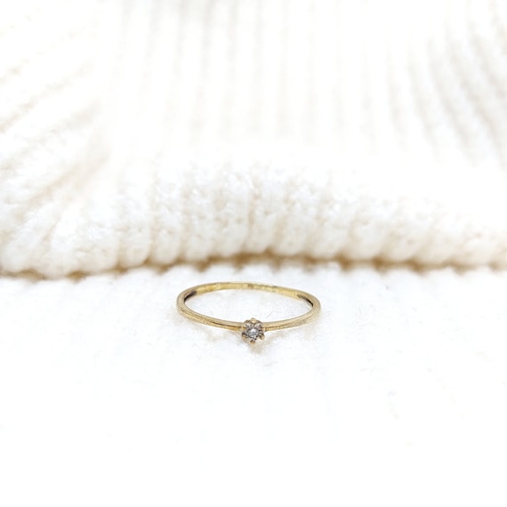 Tiny diamond ring ~ Petite diamond ring ~ Yellow … - image 1