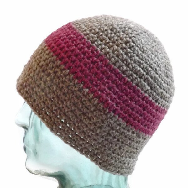 Stylish Beanie, Winter Hat, Wool Hat, Crochet Beanie, Crochet Hat, Brown Hat, Gift for Him, Hipster Hat, Unisex Beanie, Adult Beanie, Purple