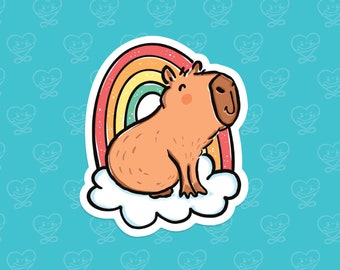 Capybara Rainbow Sticker / Vinyl Sticker / Laptop Sticker / Water Bottle Sticker / Vinyl Decal / Journal Sticker